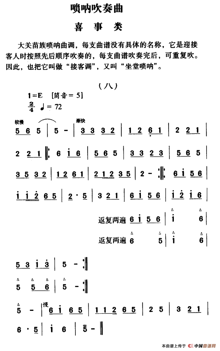 大关苗族唢呐吹奏曲调：喜事类（八）