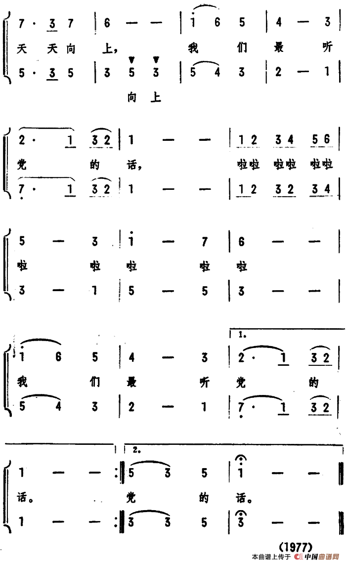 党是阳光我是花（童声二重唱 ）合唱谱
