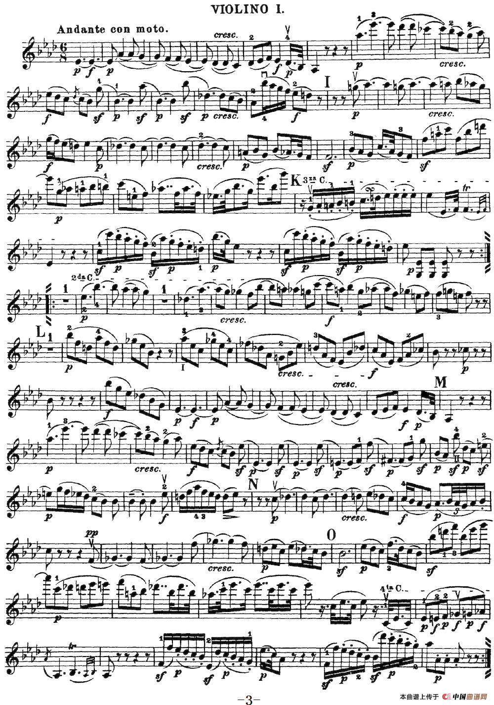 Mozart《Quartet No.16 in Eb Major,K.428》（Violin 1分谱）