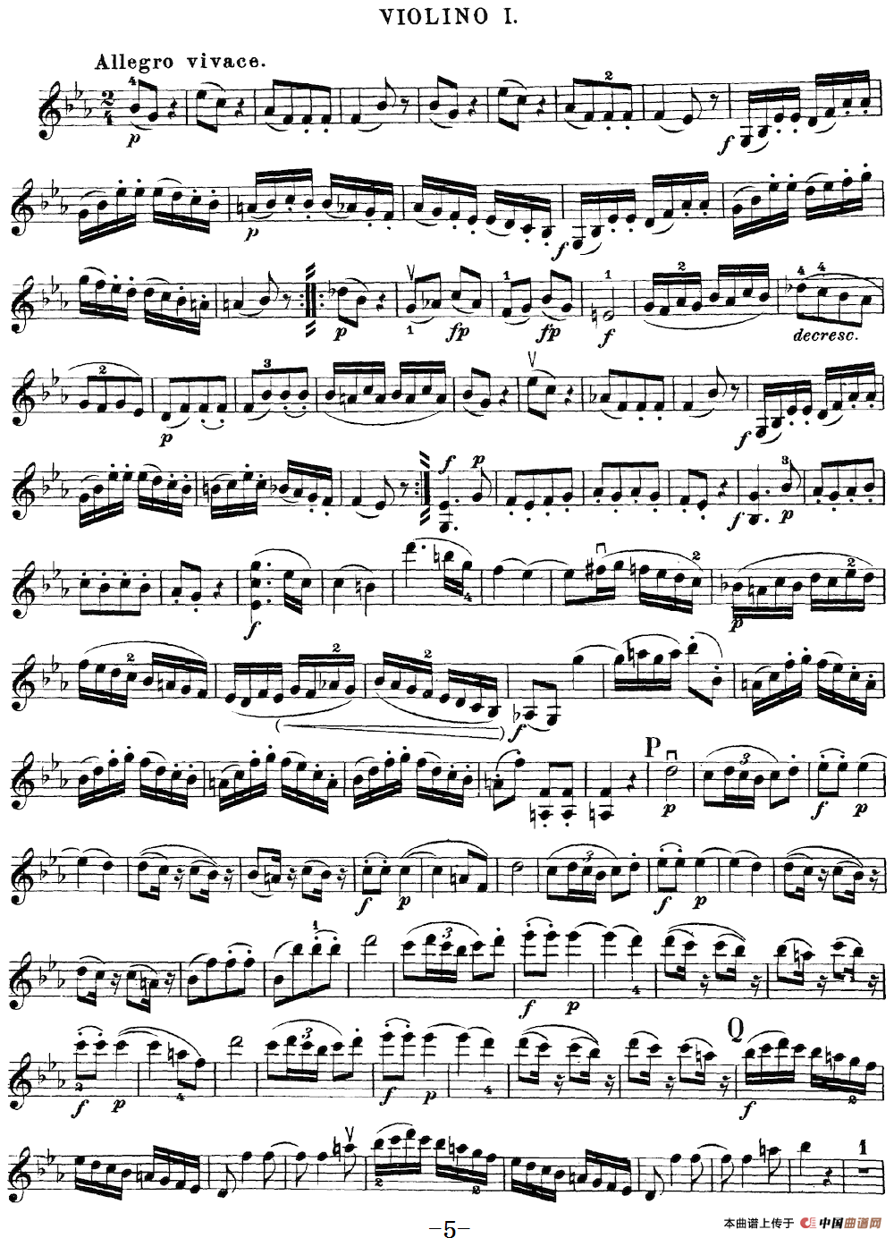 Mozart《Quartet No.16 in Eb Major,K.428》（Violin 1分谱）