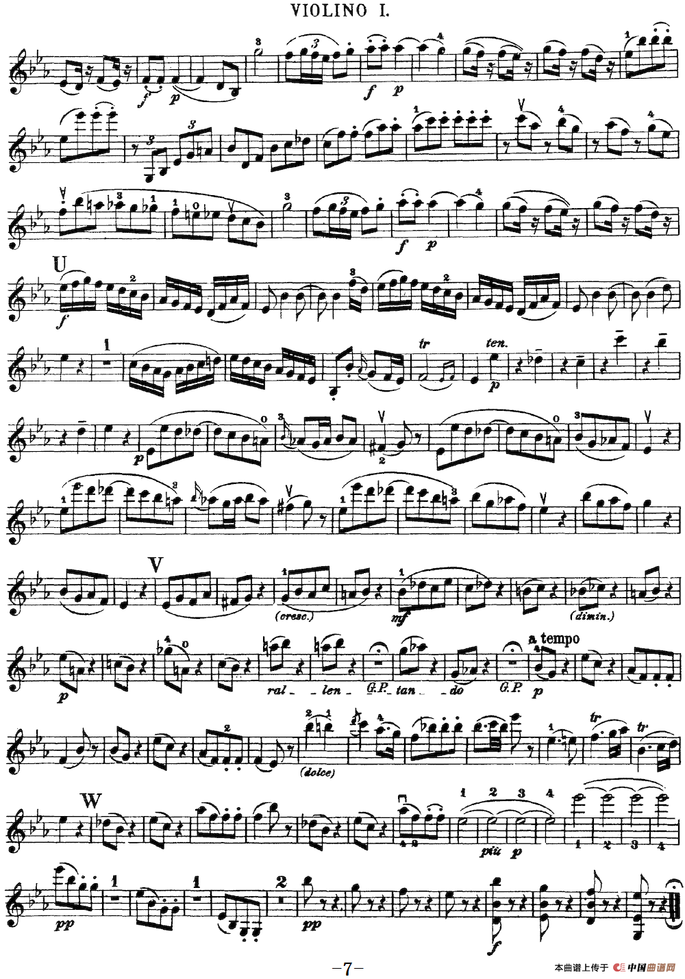 Mozart《Quartet No.16 in Eb Major,K.428》（Violin 1分谱）