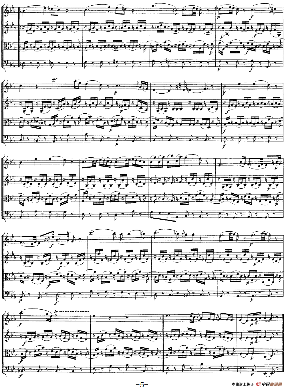 Mozart《Quartet No.12 in Bb Major,K.172》（总谱）