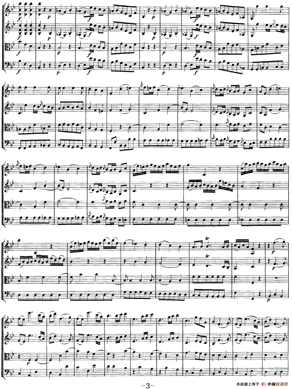 Mozart《Quartet No.12 in Bb Major,K.172》（总谱）