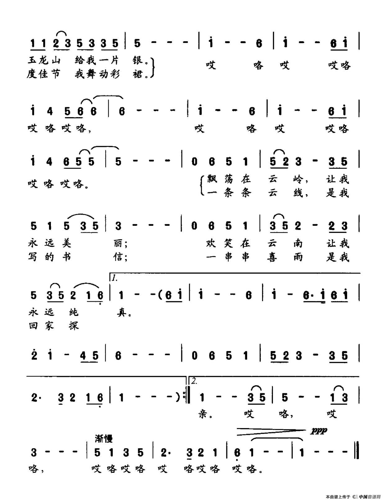 MV 我是云南一朵云（卢云生词 高绿曲）