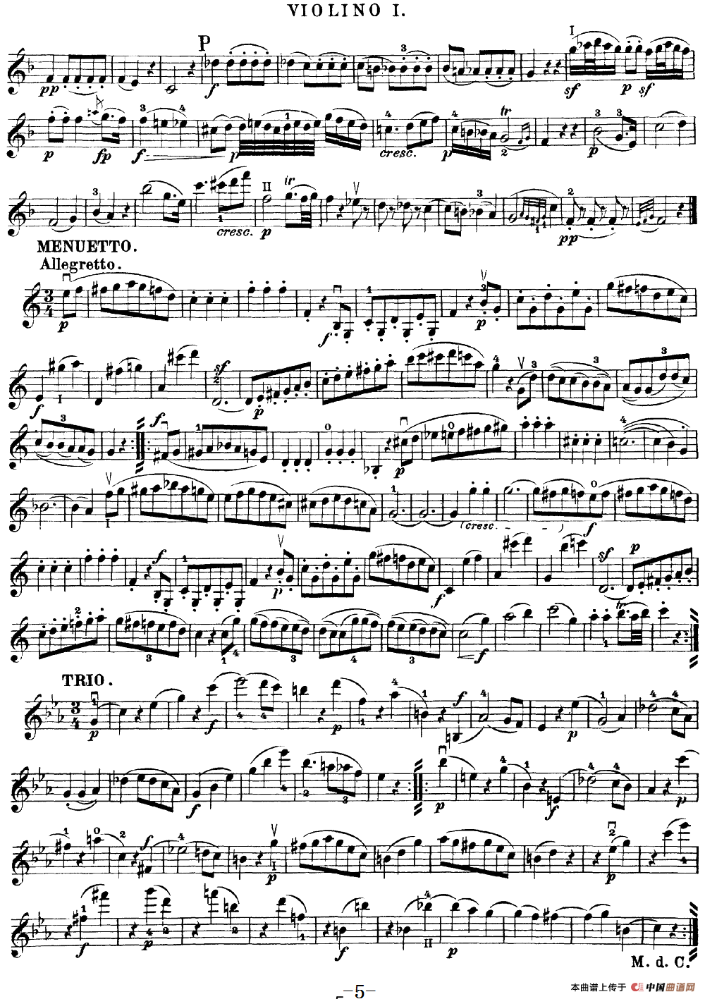 Mozart《Quartet No.19 in C Major,K.465》（Violin 1分谱）