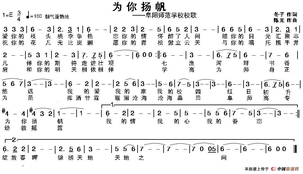 为你扬帆（阜阳师范学院校歌）