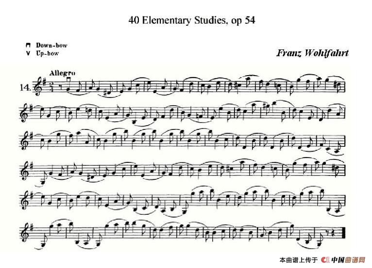 40首小提琴初级技巧练习曲之14小提琴谱