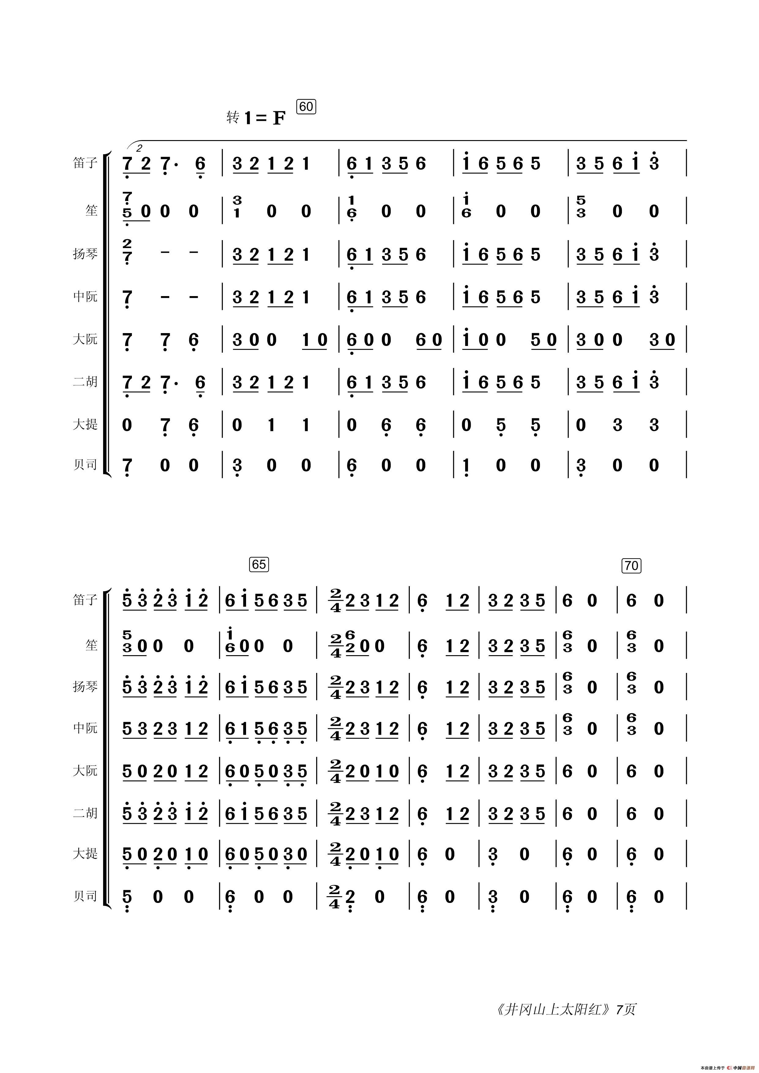 井冈山上太阳红（民乐合奏总谱）