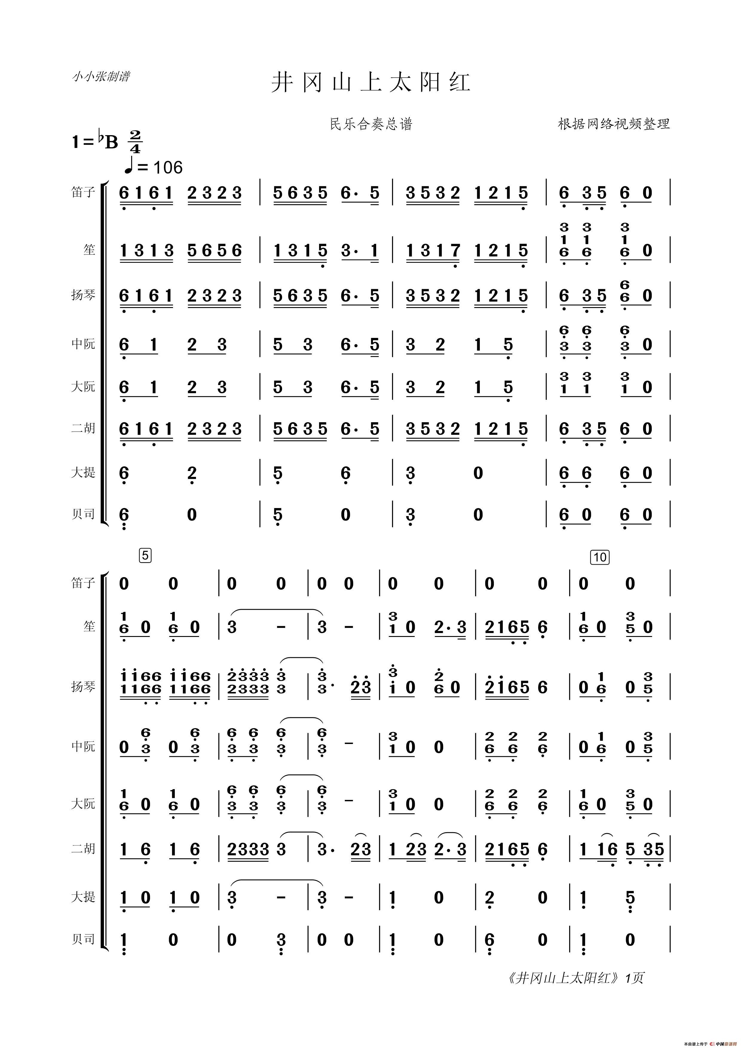 井冈山上太阳红（民乐合奏总谱）