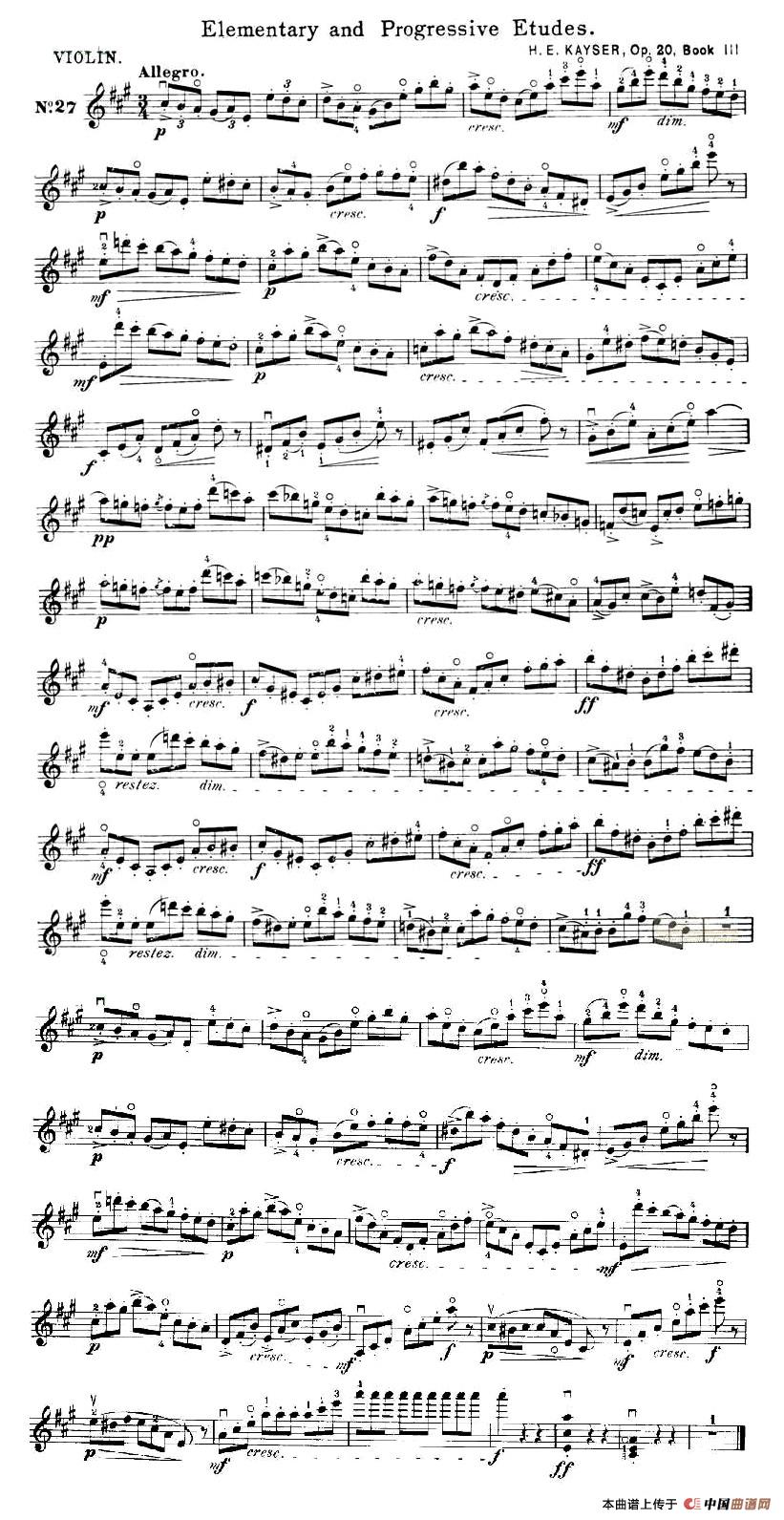 开塞（KAYSER 36首小提琴练习曲之27）