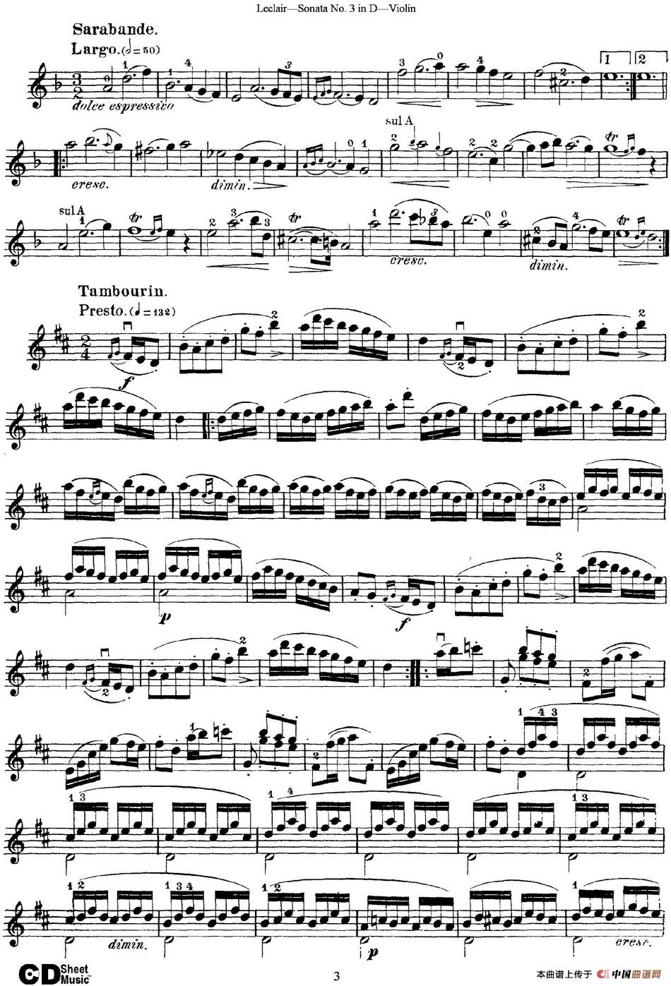 Violin Sonata No.3 In D Major