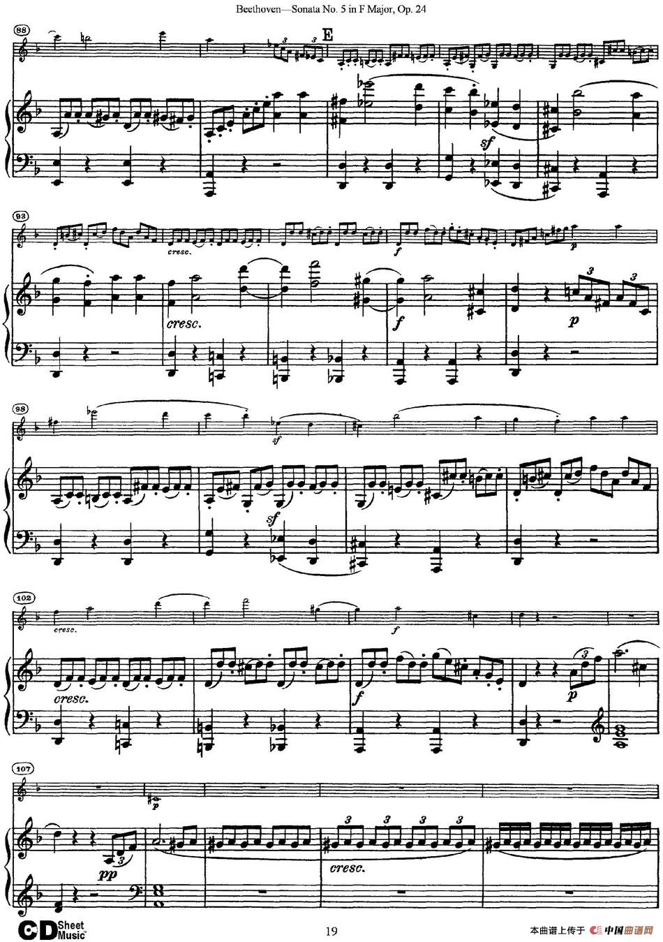 Violin Sonata No.5 in F Major Op.24（小提琴+钢琴伴奏）