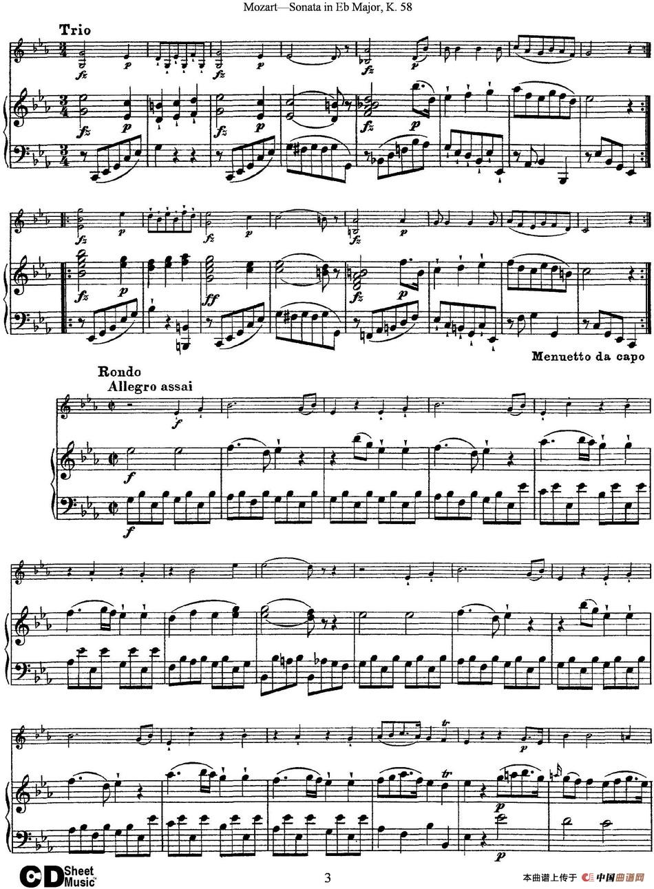 Violin Sonata in Eb Major K.58（小提琴+钢琴伴奏）