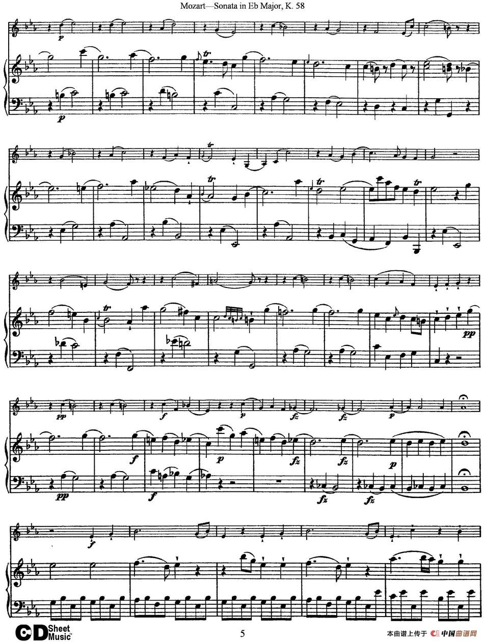 Violin Sonata in Eb Major K.58（小提琴+钢琴伴奏）