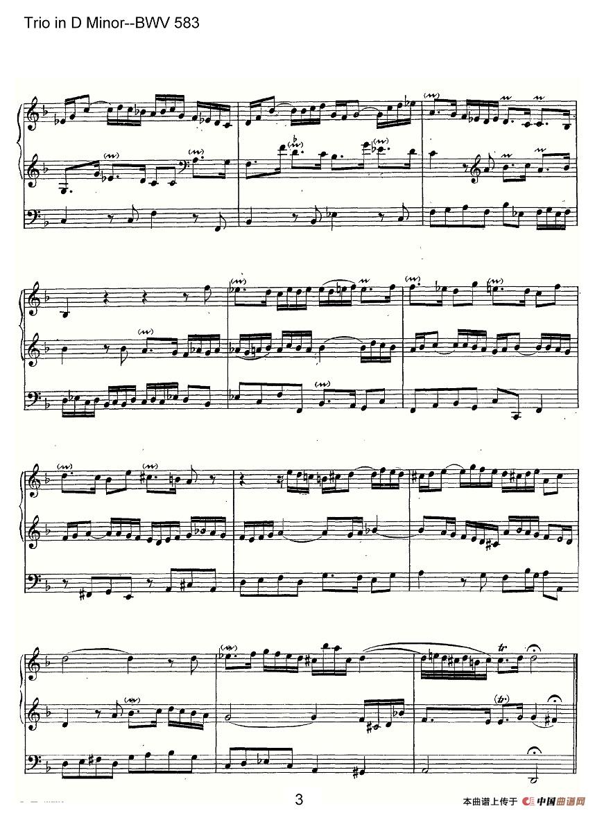 Trio in D Minor--BWV 583（管风琴）