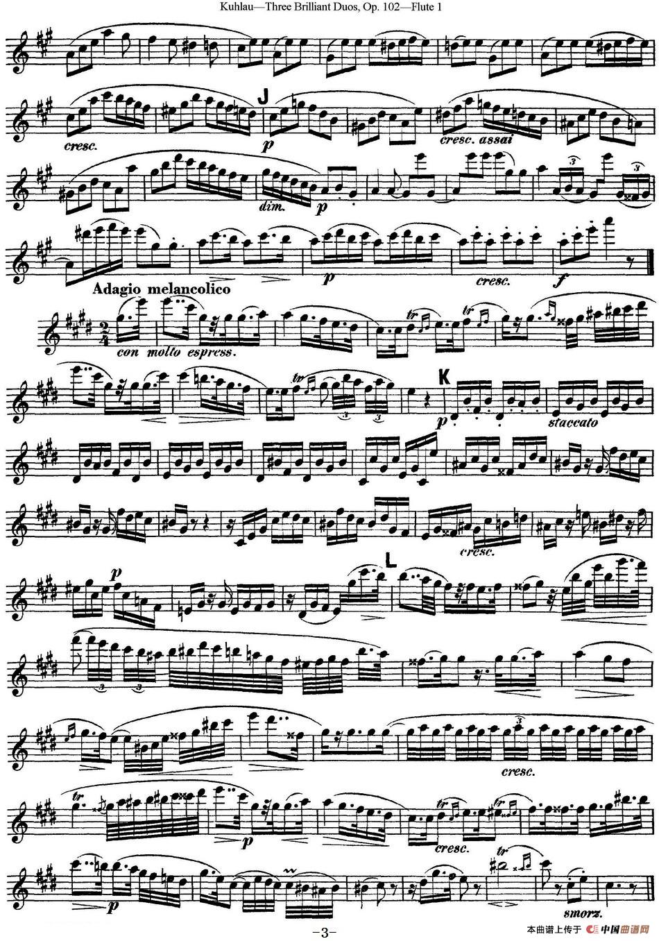 库劳长笛二重奏练习三段OP.102——Flute 1（NO.3）