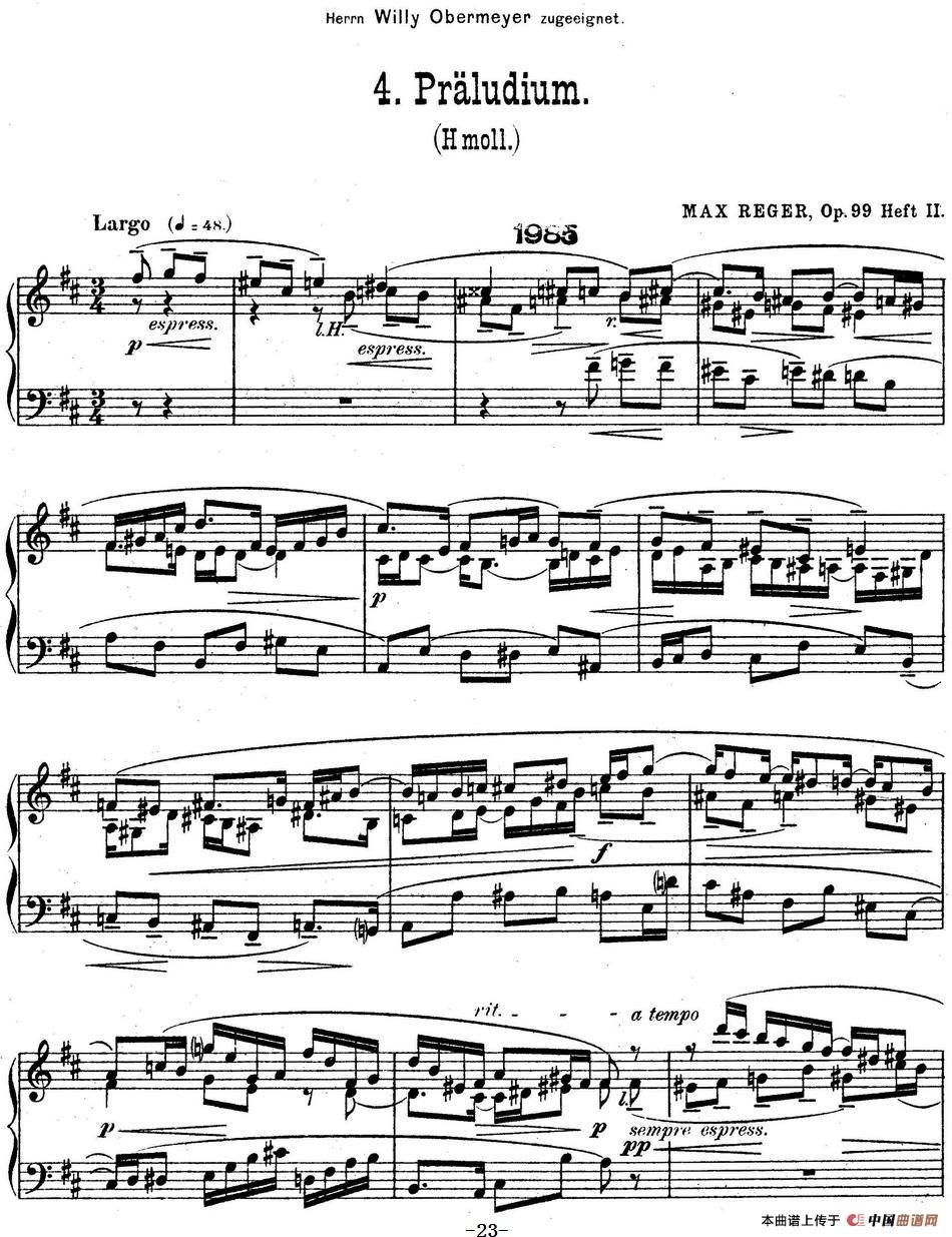 6 Preludes and Fugues Op.99（6首前奏曲与赋格·4）