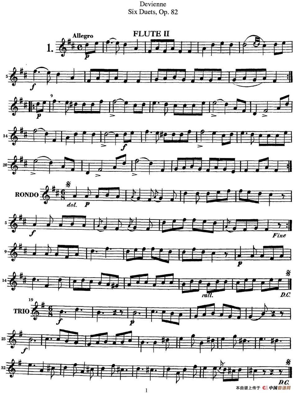 德维埃纳六个长笛二重奏小段Op.82——Flute 2（N