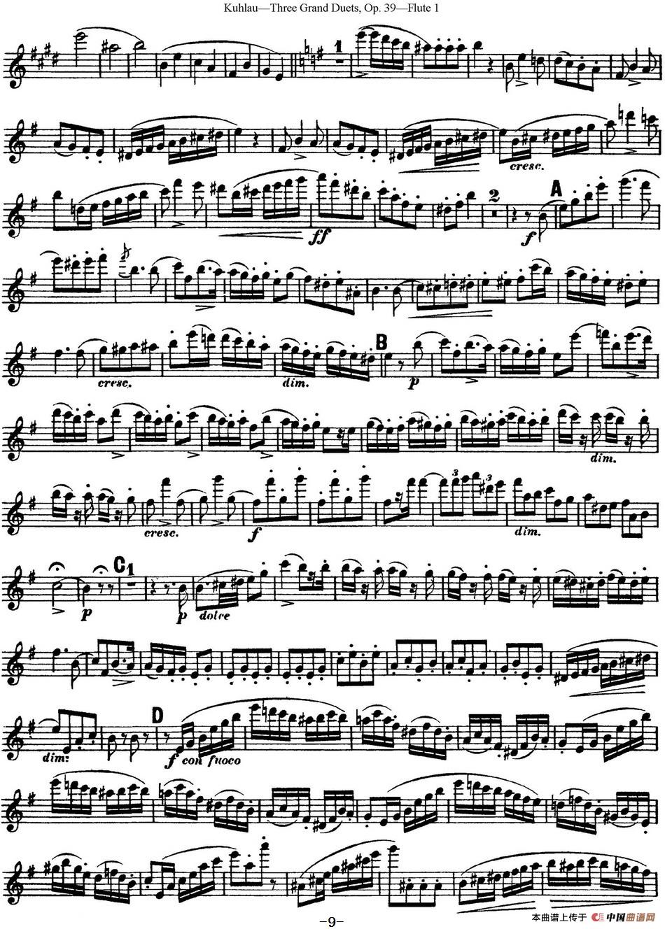 库劳长笛二重奏大练习曲Op.39——Flute 1（No.1）