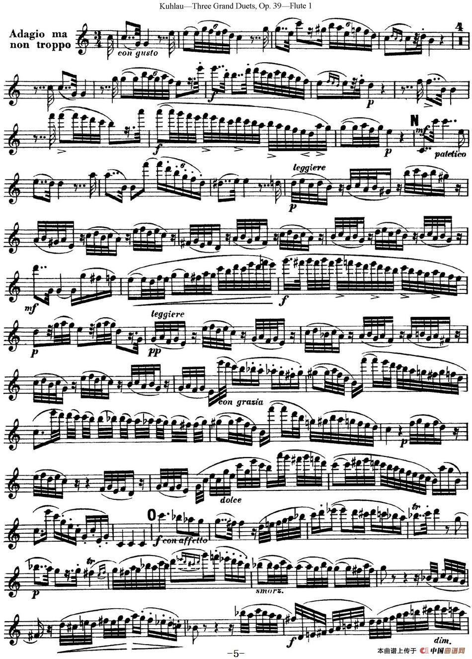 库劳长笛二重奏大练习曲Op.39——Flute 1（No.1）