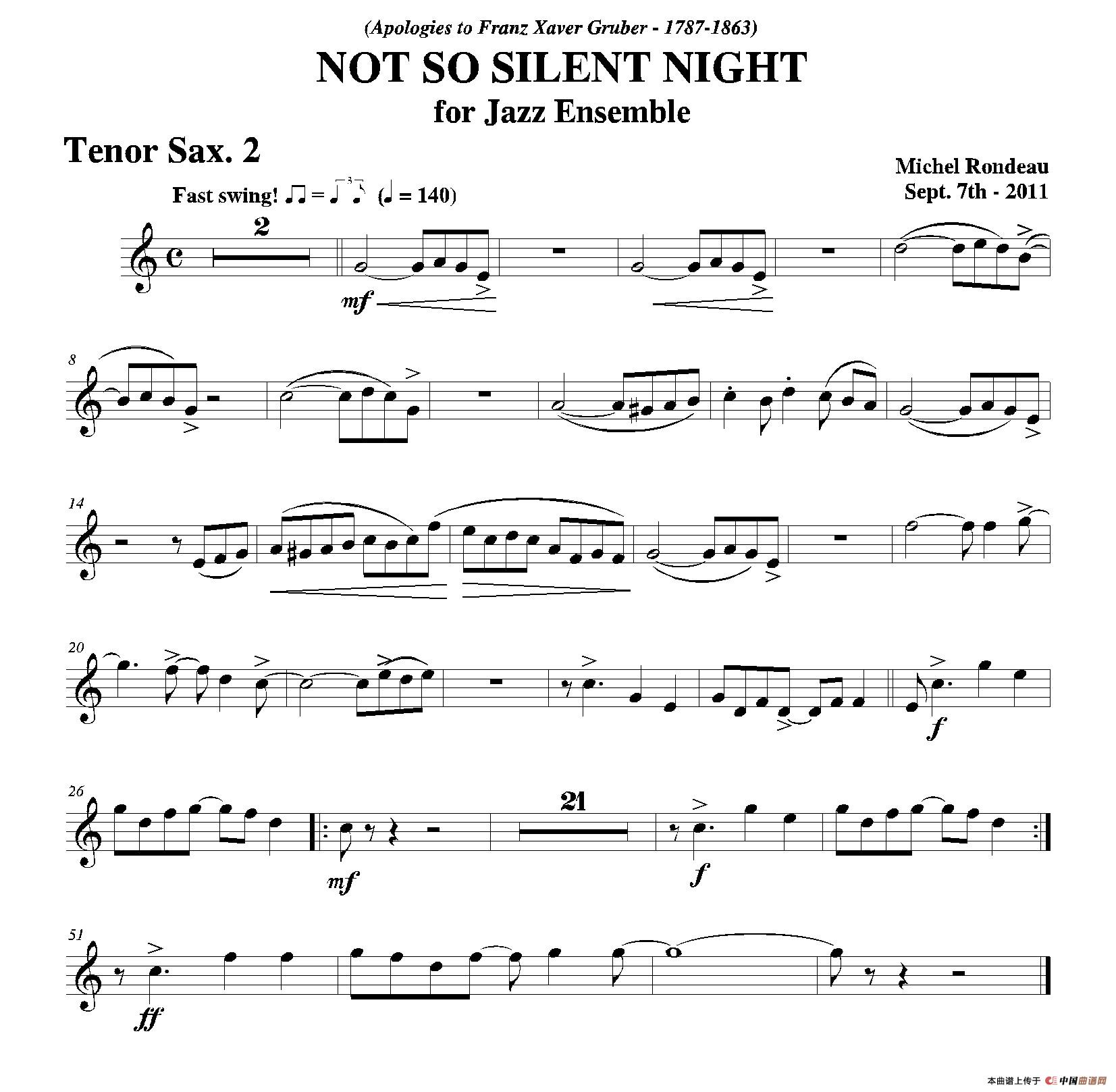 NOT SO SILENT NIGHT（第二次中音萨克斯分谱）