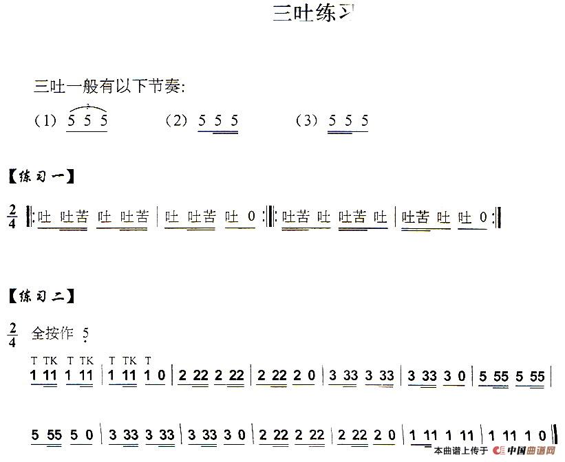 葫芦丝技巧练习之十一：三吐音练习