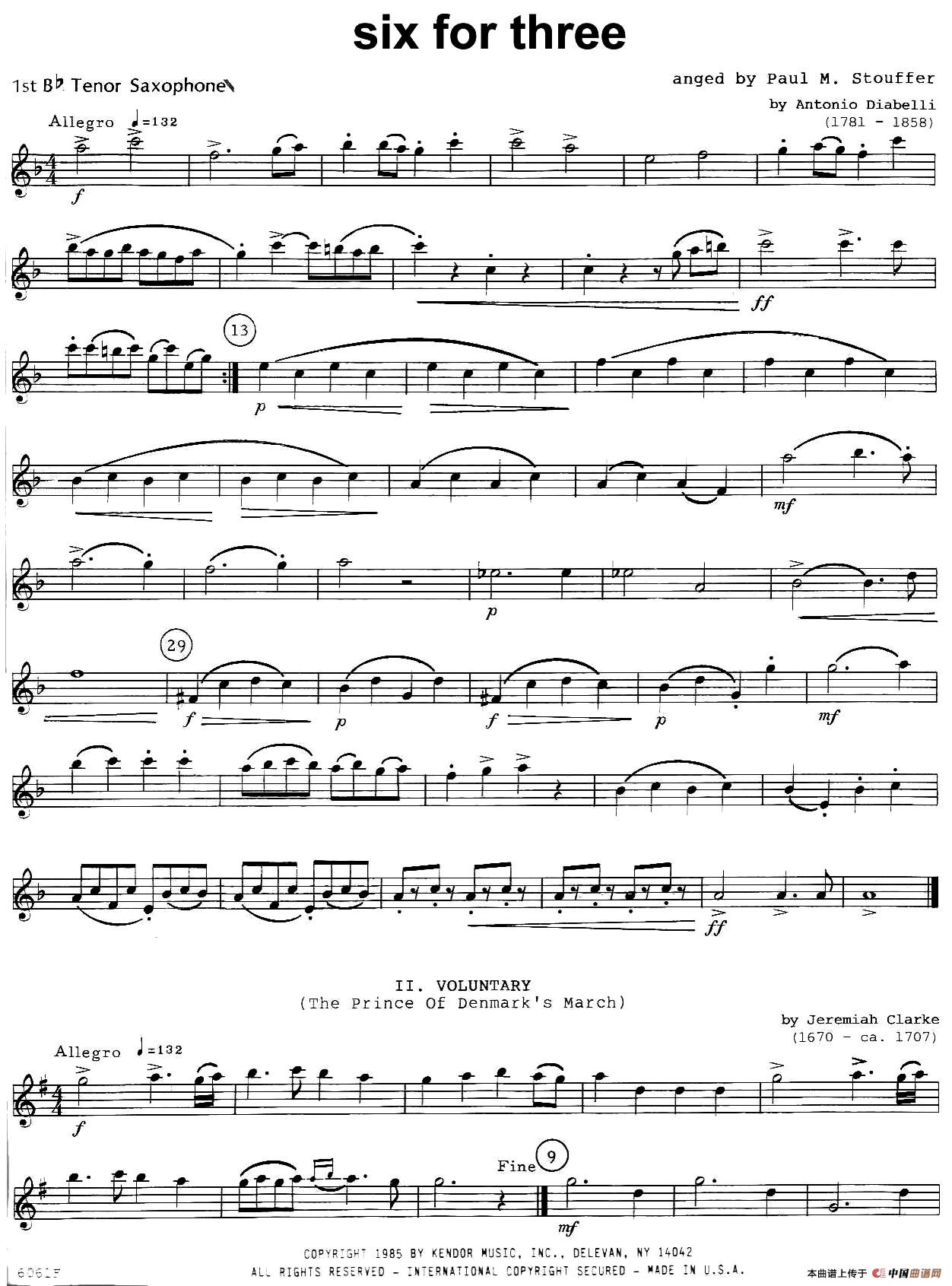 six for three（次中音三重奏第一萨克斯分谱）