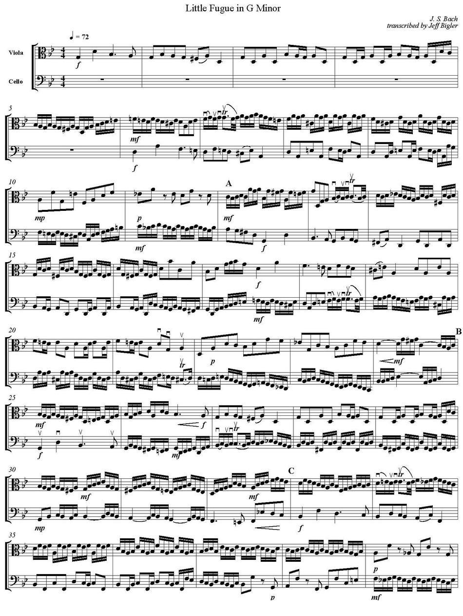 Little Fugue in G Minor（G小调小赋格曲、中提琴+大提琴）
