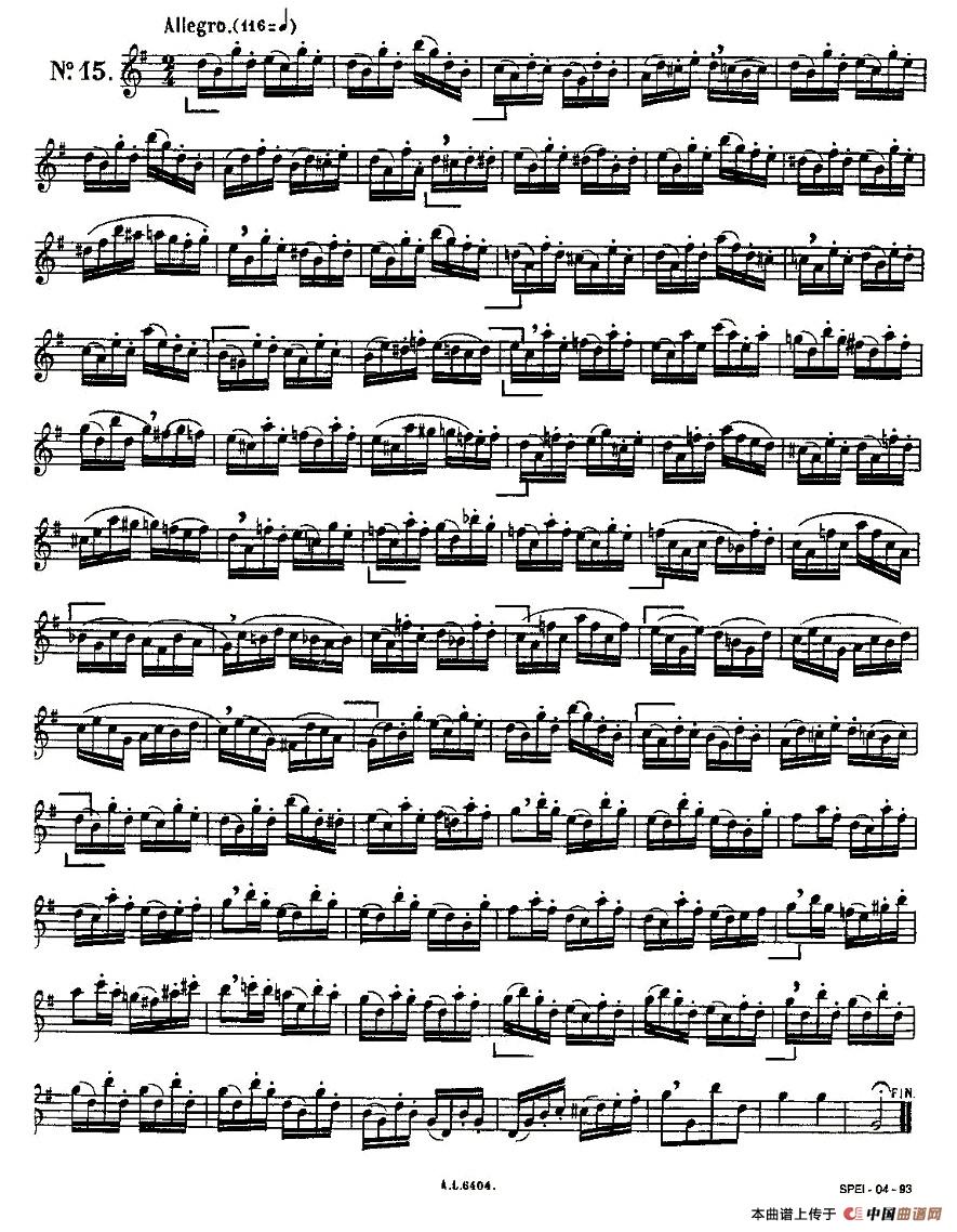 15首如歌的练习曲之11—15长笛谱
