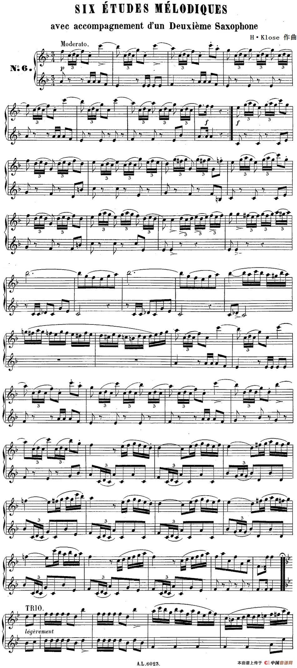 H·Klose二重奏练习曲（No.6）
