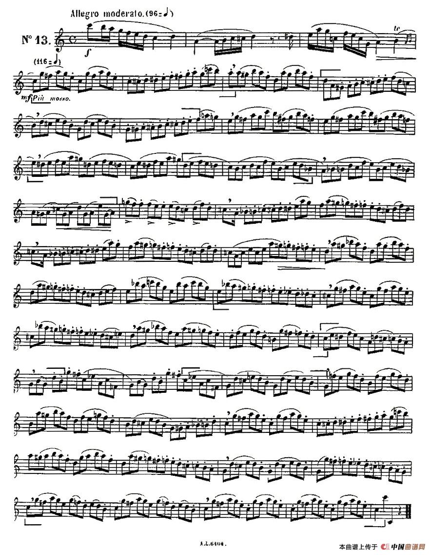 15首如歌的练习曲之11—15长笛谱