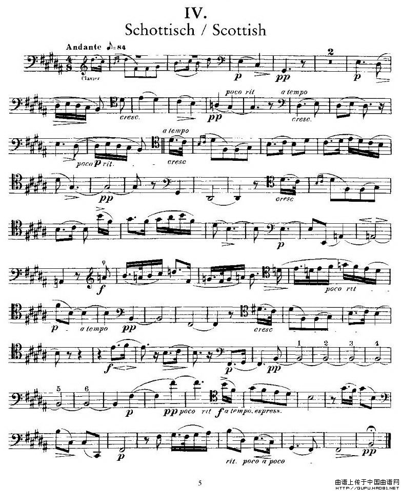 马克斯·布鲁赫 Op70 4首（大提琴）小提琴谱