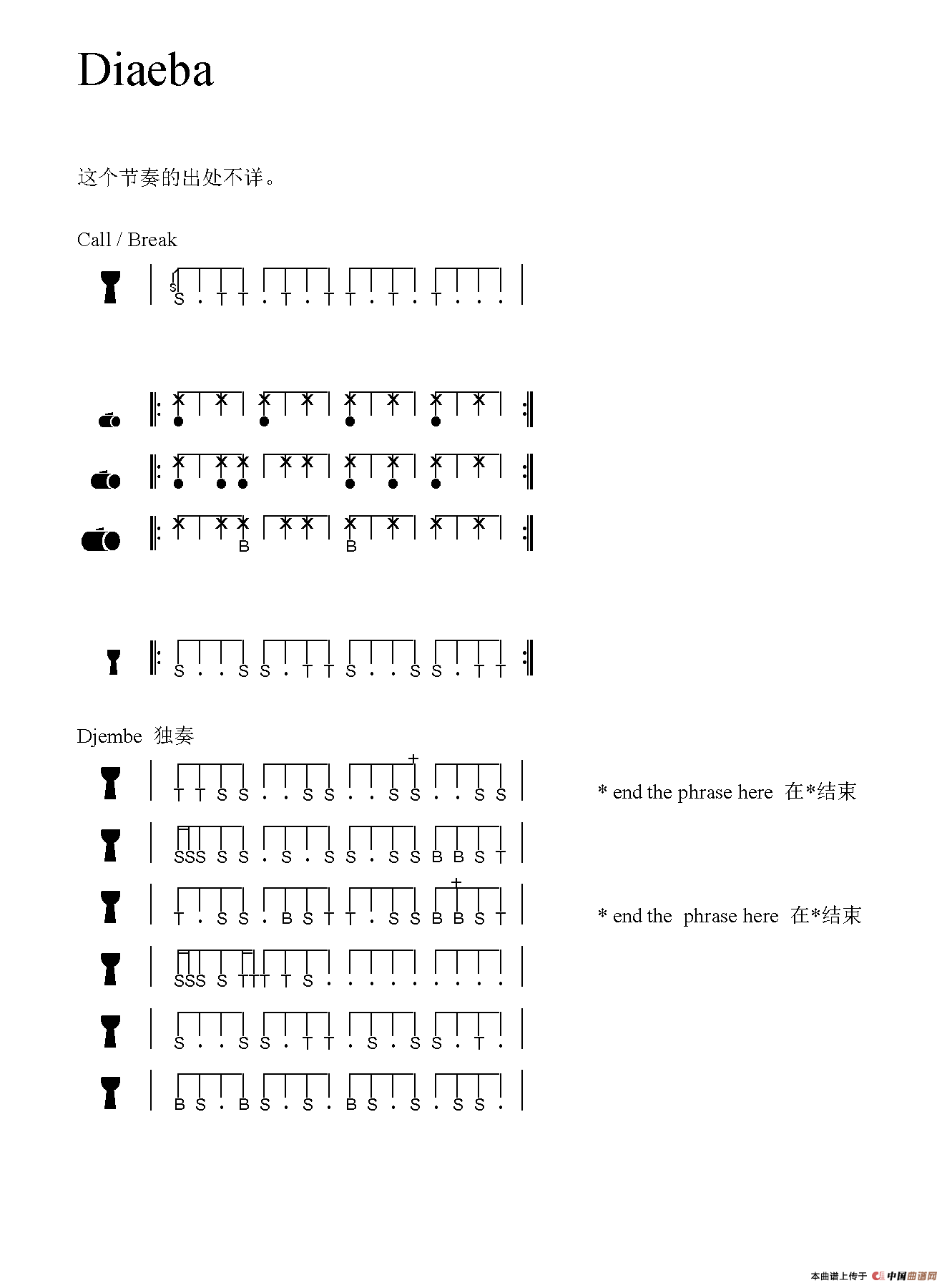 Diaeba（非洲手鼓谱）