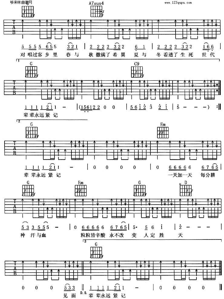 BEYOND-农民吉他谱