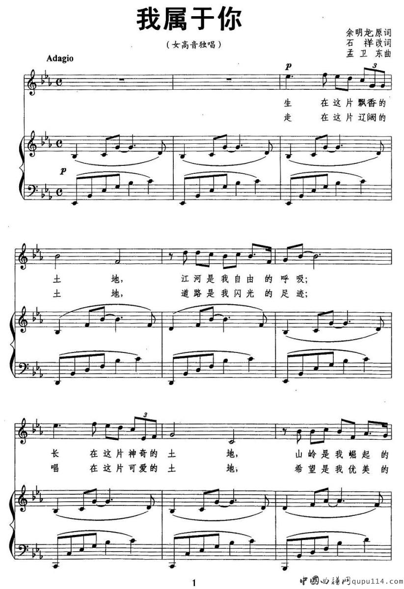 我属于你（石祥词 孟卫东曲、正谱）