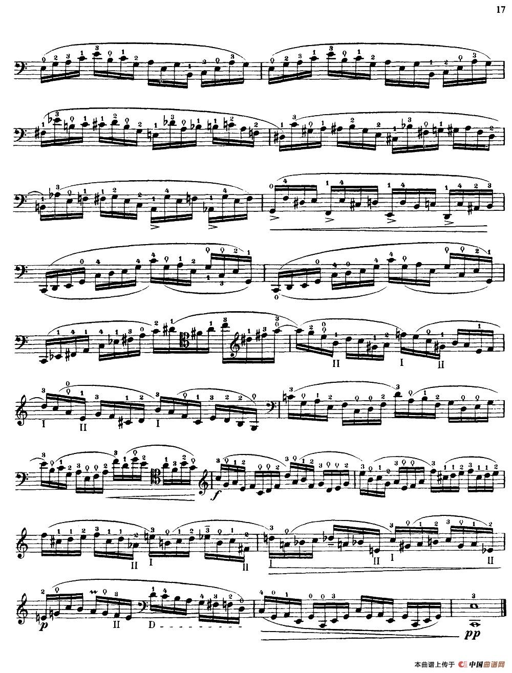 大提琴高级练习曲40首 No.8小提琴谱