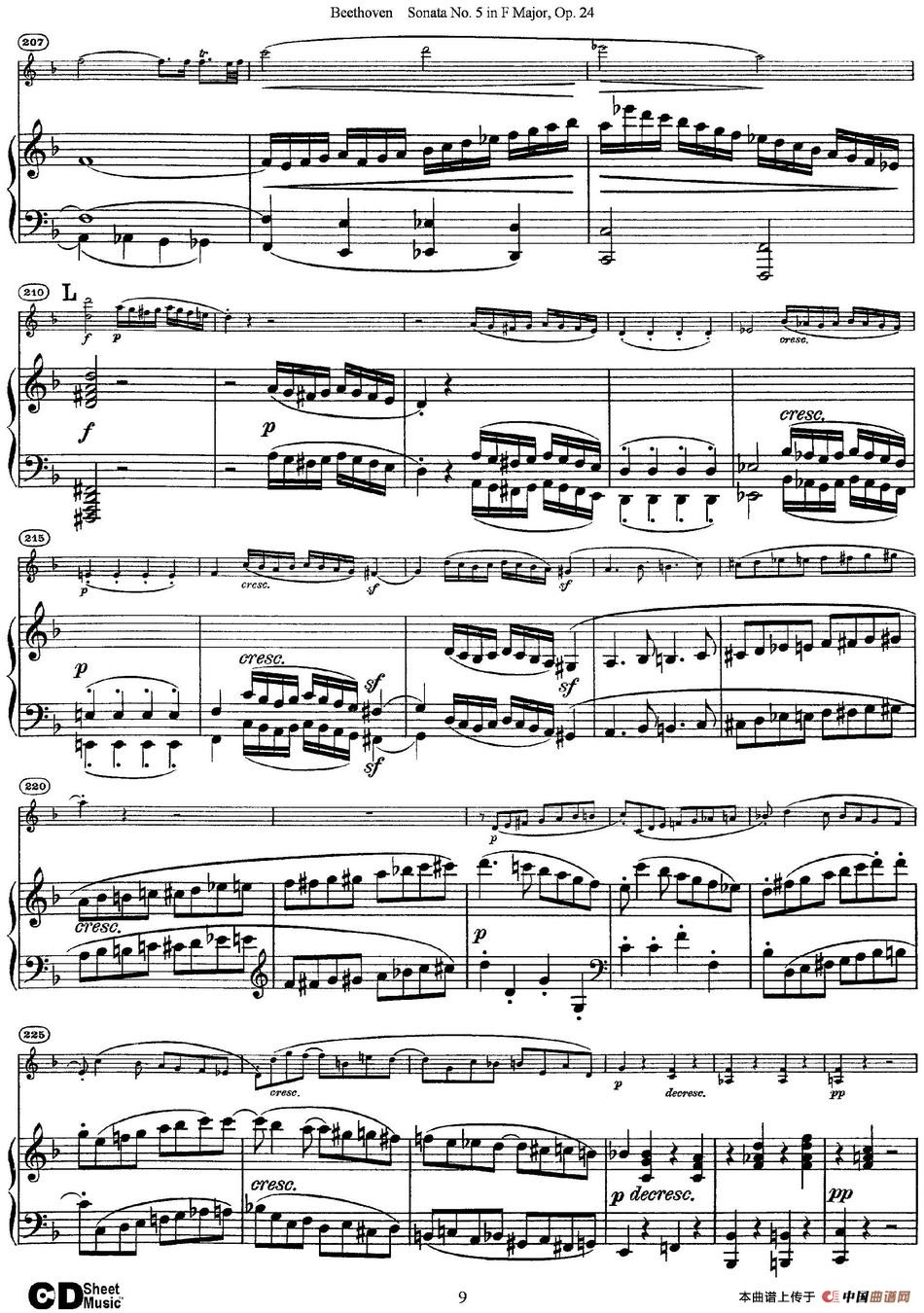 Violin Sonata No.5 in F Major Op.24（小提琴+钢琴伴奏）