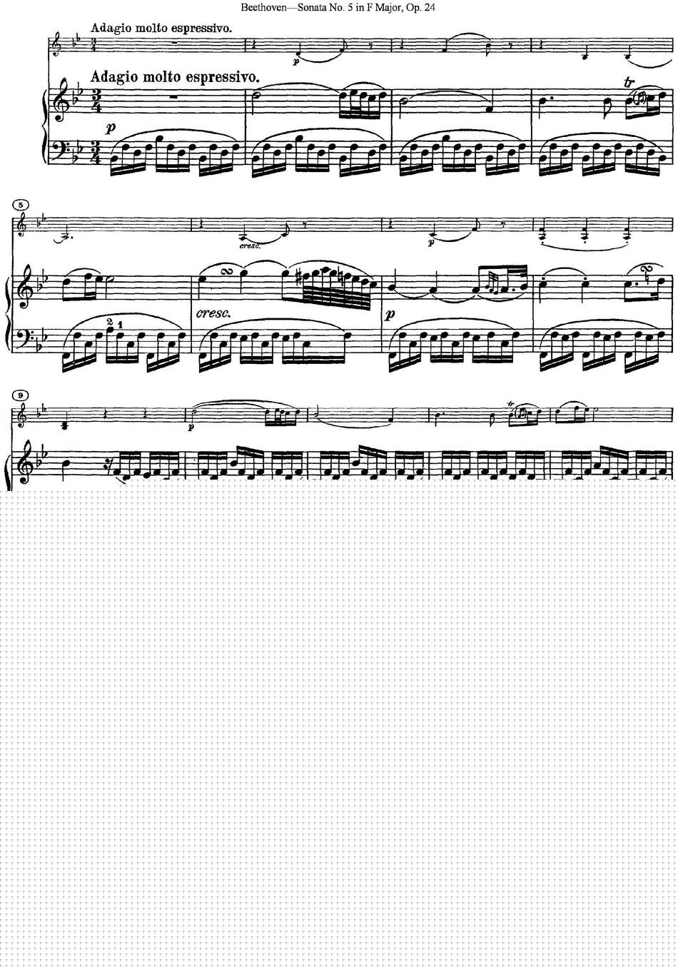 Violin Sonata No.5 in F Major Op.24（小提琴+钢琴伴奏）