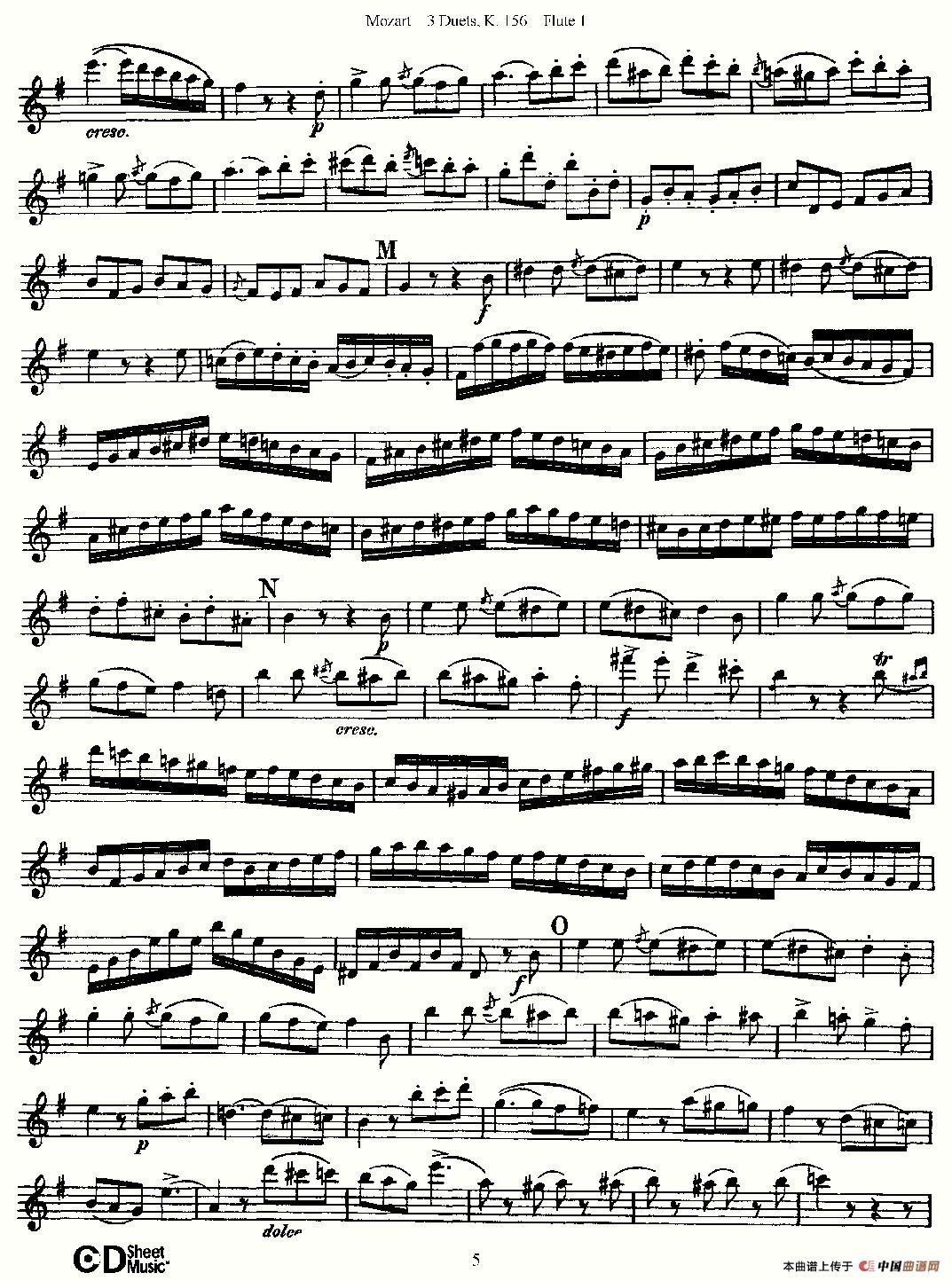 3 Duets K.156 之第一长笛（二重奏三首 K156号）