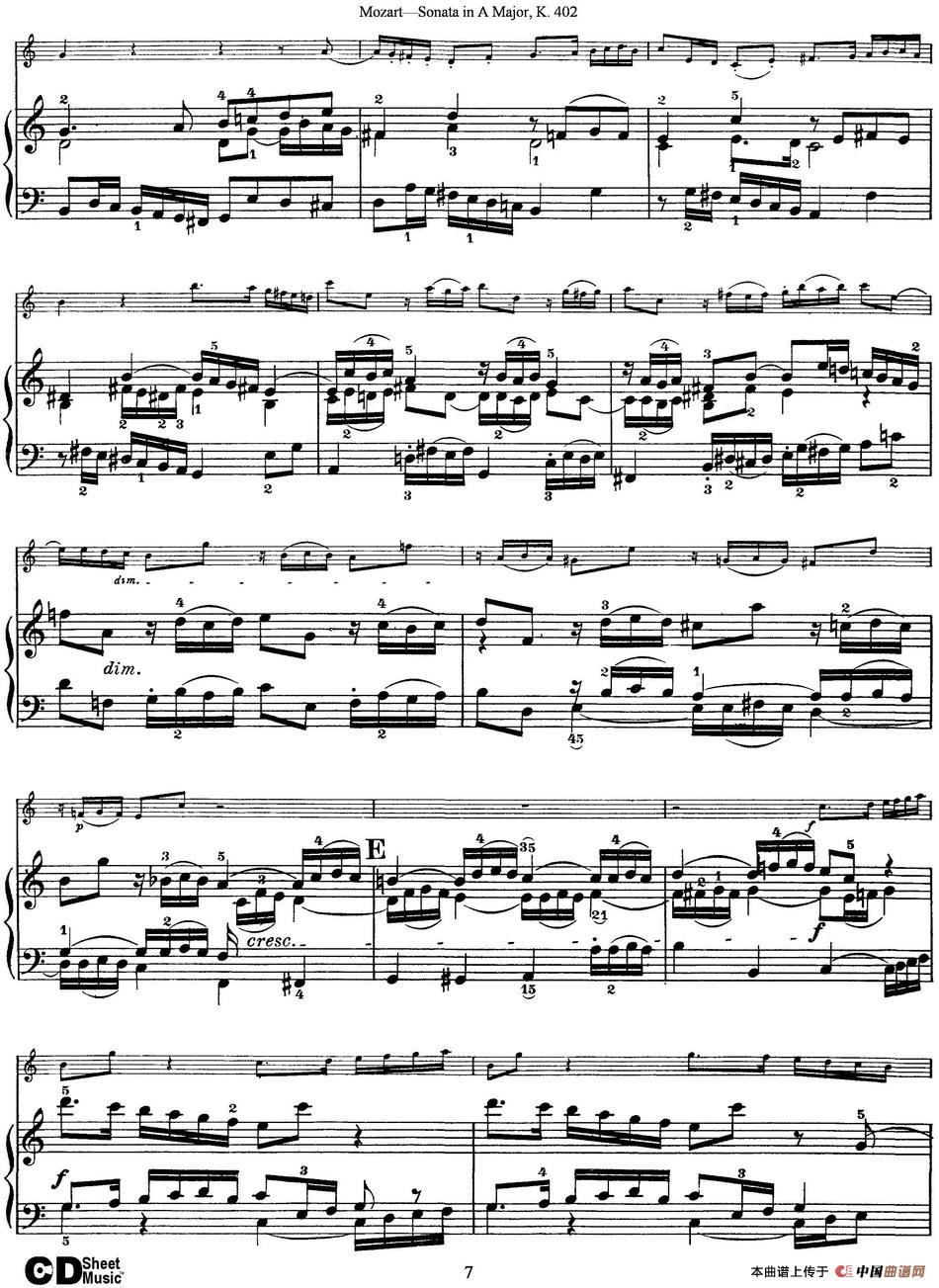 Violin Sonata in A Major K.402（小提琴+钢琴伴奏）
