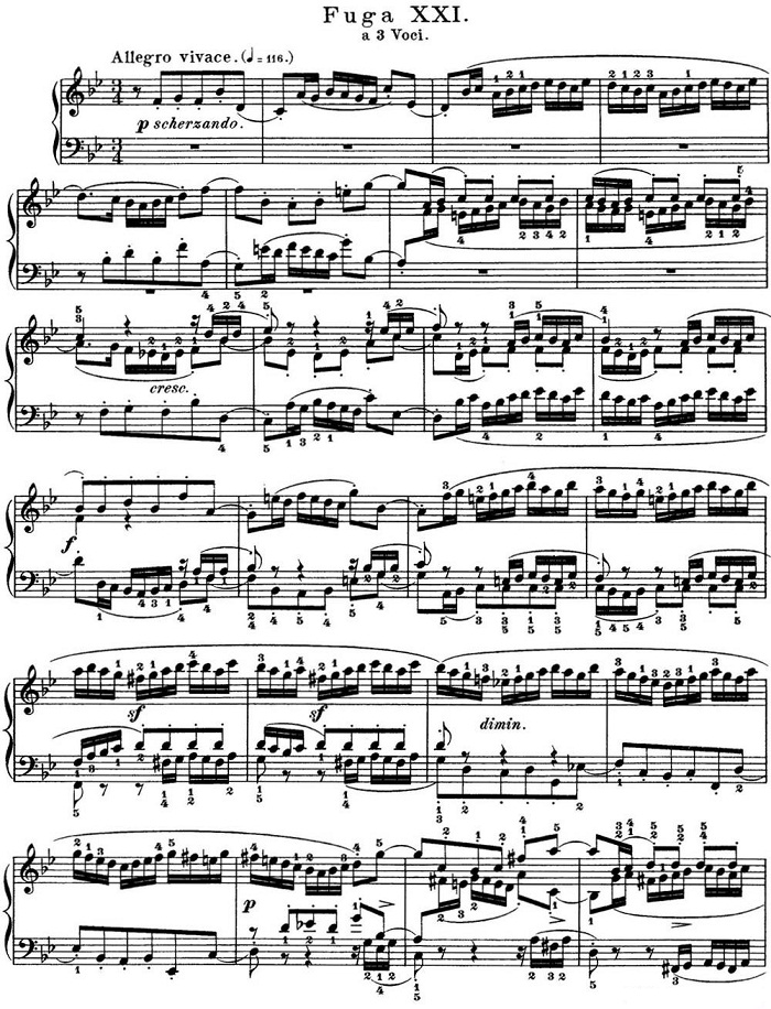 巴赫《平均律钢琴曲集·第一卷》之赋格曲（NO.21）