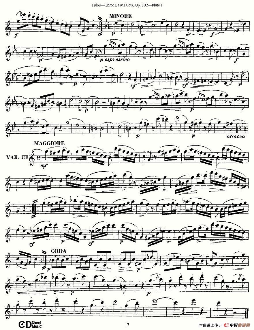 Three Easy Duets,Op.102 之第一长笛（三首简易重奏曲