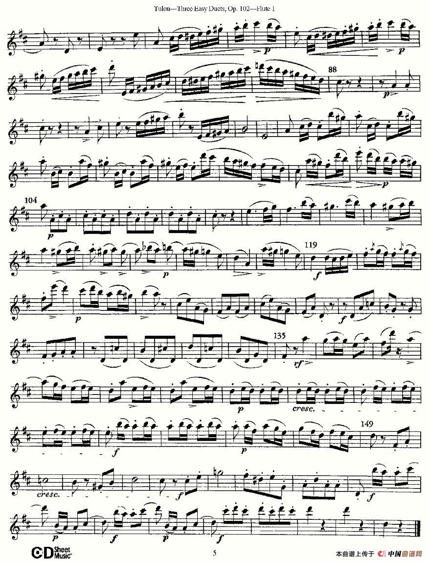 Three Easy Duets,Op.102 之第一长笛（三首简易重奏曲