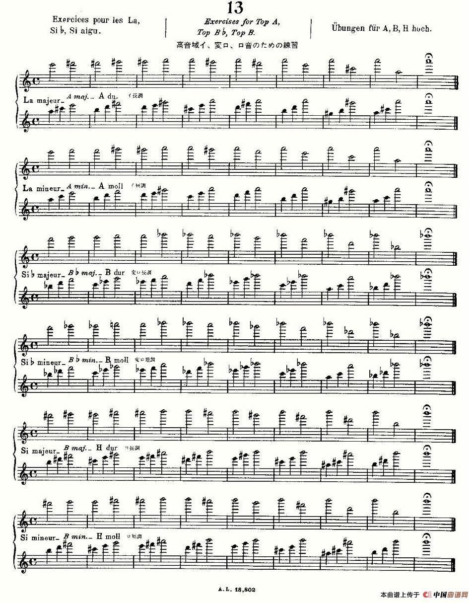 初级练习之13（Debutant Flutiste）长笛谱