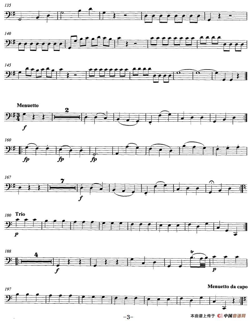 Mozart《String Quartet No.1 in G Major,K.80》（Cello分谱）