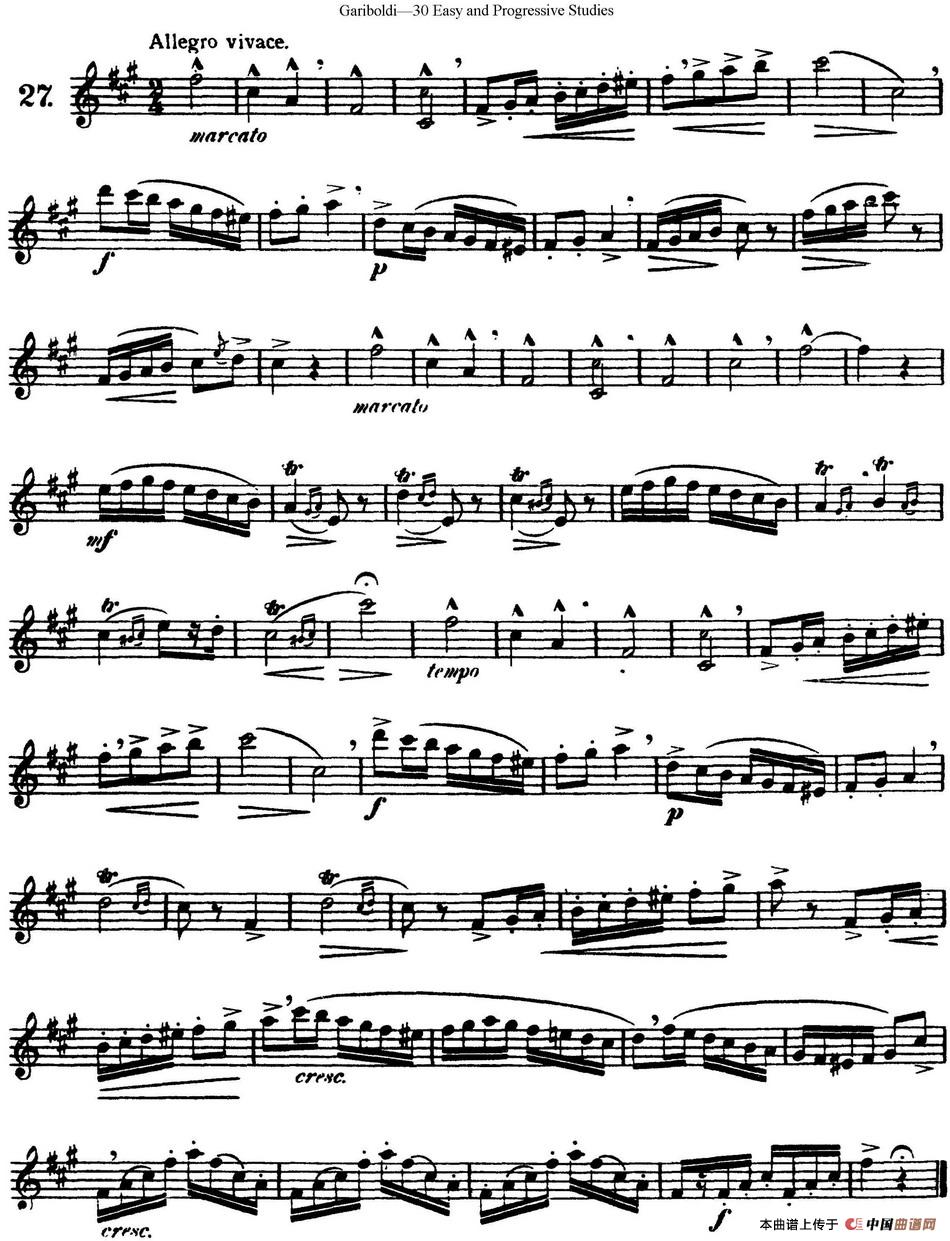 三十首基础及提高练习曲（NO.27）长笛谱