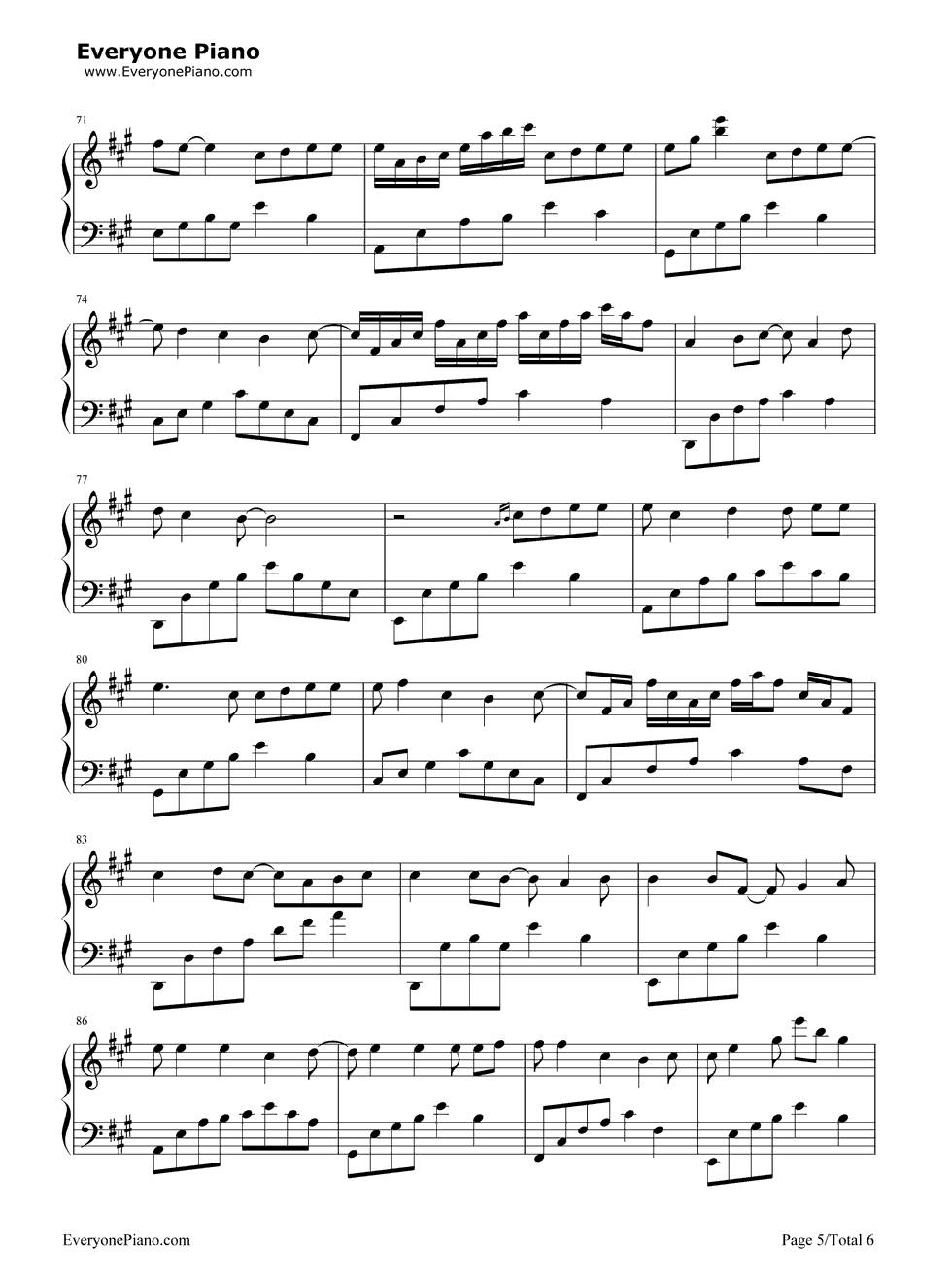 《同行》（暹罗之恋插曲）钢琴谱第6张