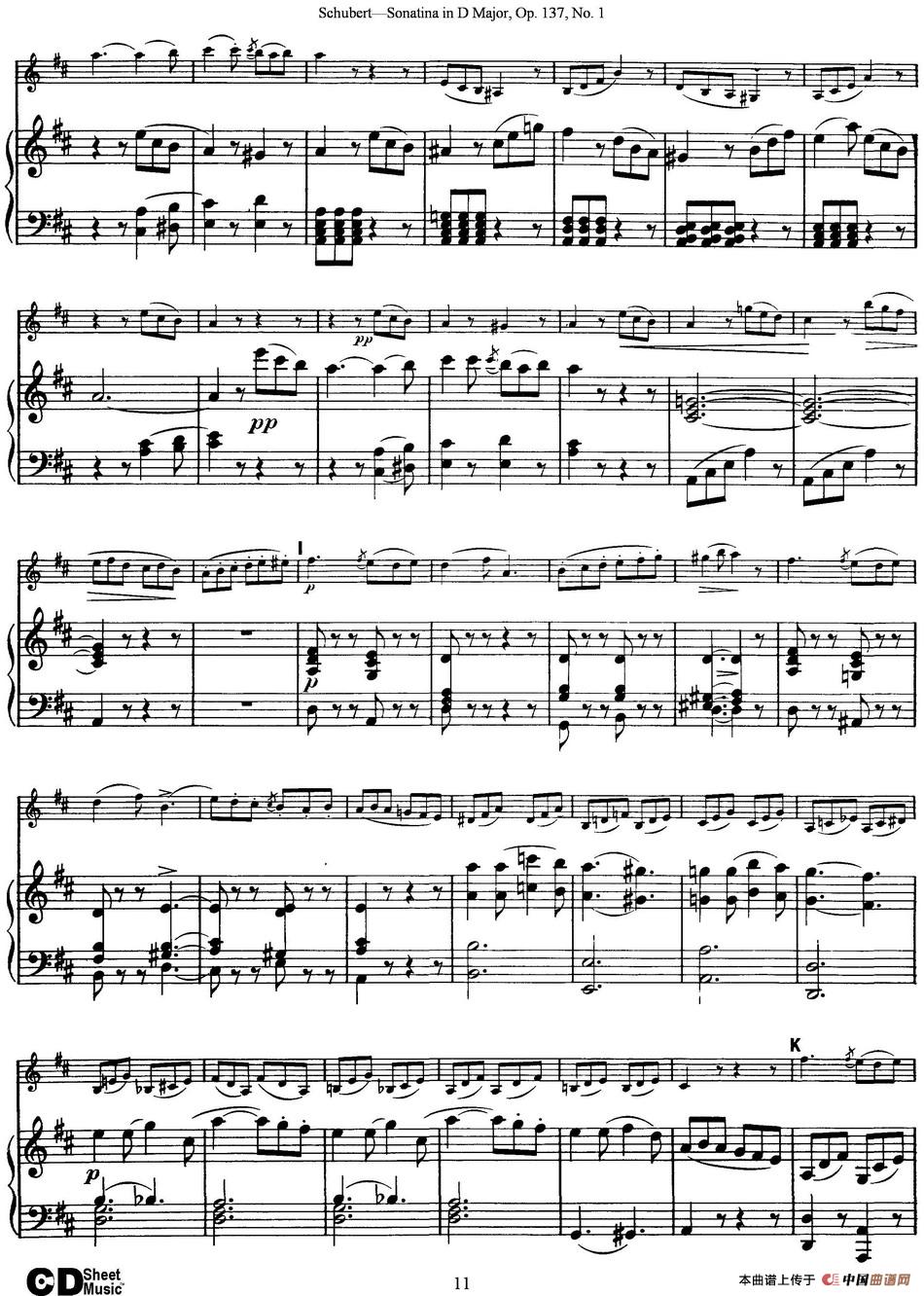 Violin Sonatina in D major Op.137 No.1（小提琴+钢琴伴奏