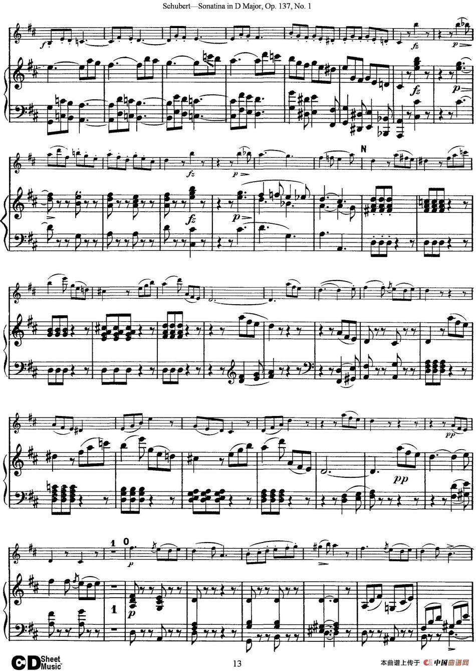 Violin Sonatina in D major Op.137 No.1（小提琴+钢琴伴奏