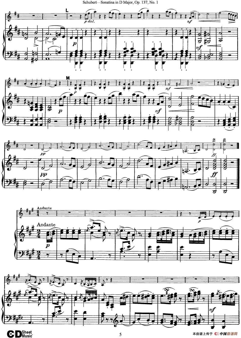 Violin Sonatina in D major Op.137 No.1（小提琴+钢琴伴奏